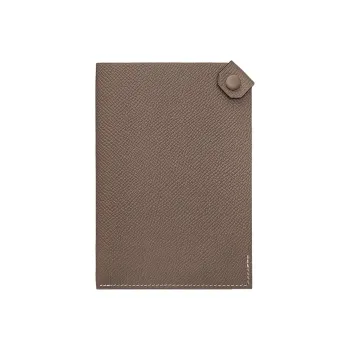 HERMES Tarmac Cowhide Leather Passport Holder Unisex 18 Etoupe Elephant Gray