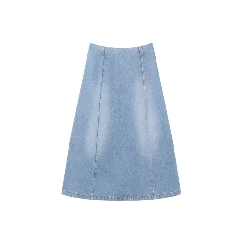 DIALOGUE Denim Long Skirts Women's Strait Blue