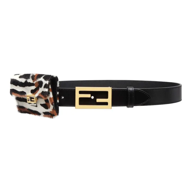 FENDI FF Logo Animal Printed Pattern Smooth Buckle Women's Width: 3cm-0