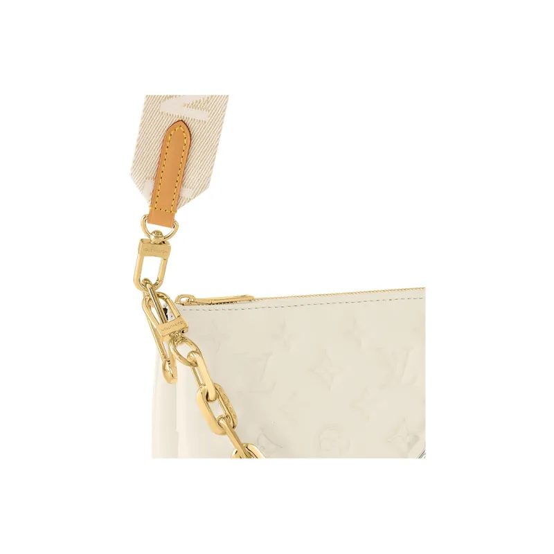 LOUIS VUITTON Coussin Lambskin With Calfskin Crossbody Bag, Shoulder Bag Trumpets Women's White-5