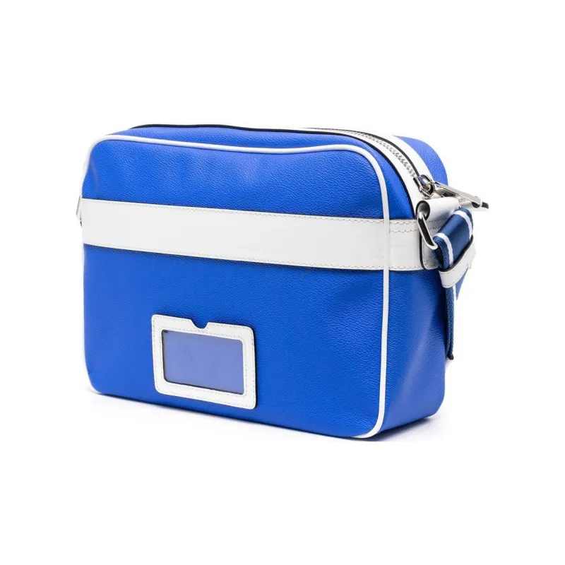 MOSCHINO Calfskin Crossbody Bag, Shoulder Bag Men's Blue/White-1
