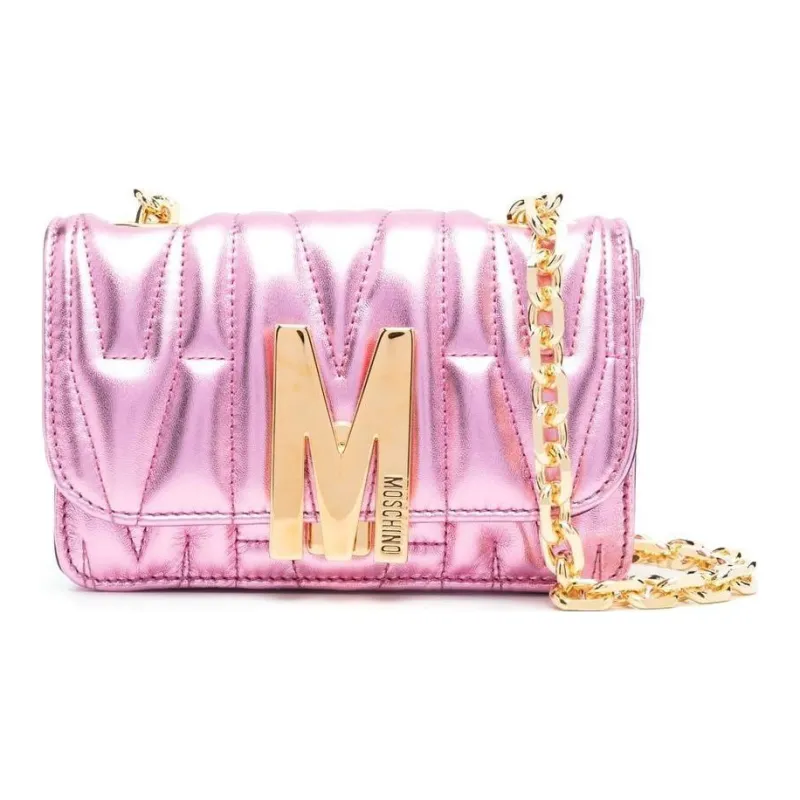 MOSCHINO Calfskin Crossbody Bag, Shoulder Bag Women's Pink-0
