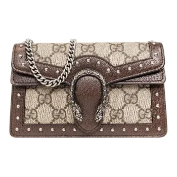 GUCCI Dionysus Canvas With Leather Shoulder Bag Crossbody Bag Extra Mini Women's Ebony/Brown
