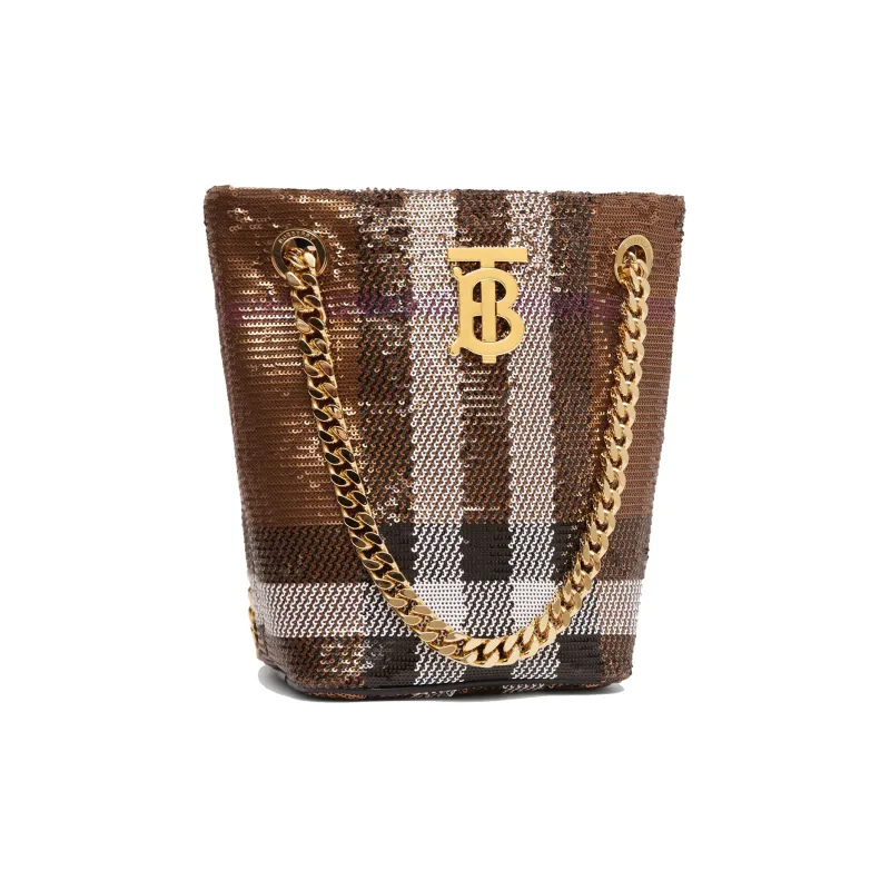 Burberry Lola Sequin Bucket Bag 'Dark Birch Brown'-2