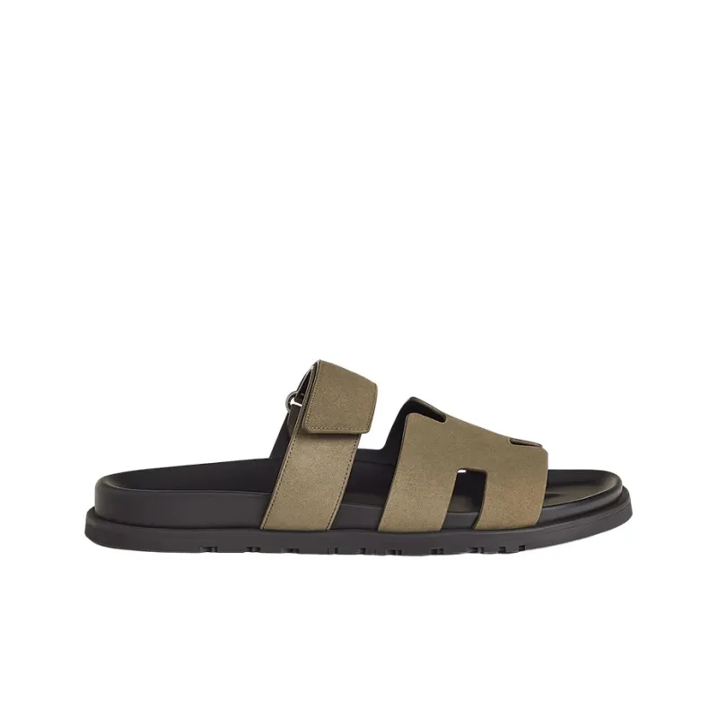 HERMES Chypre Odor Resistant Slide Slippers Men's Light Brown-1