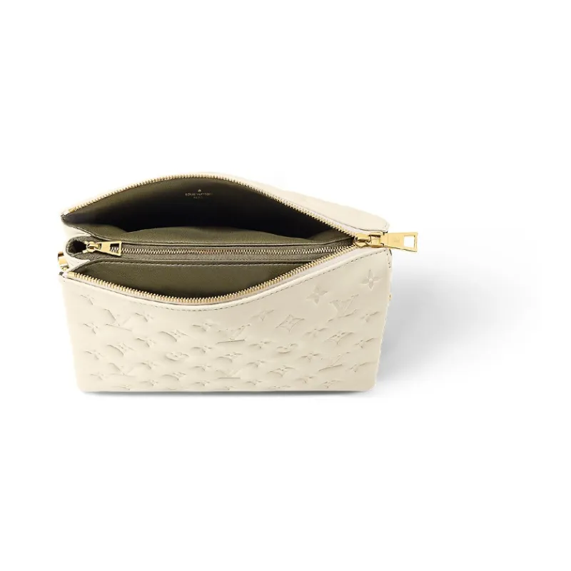 LOUIS VUITTON Coussin Lambskin With Calfskin Crossbody Bag, Shoulder Bag Trumpets Women's White-3