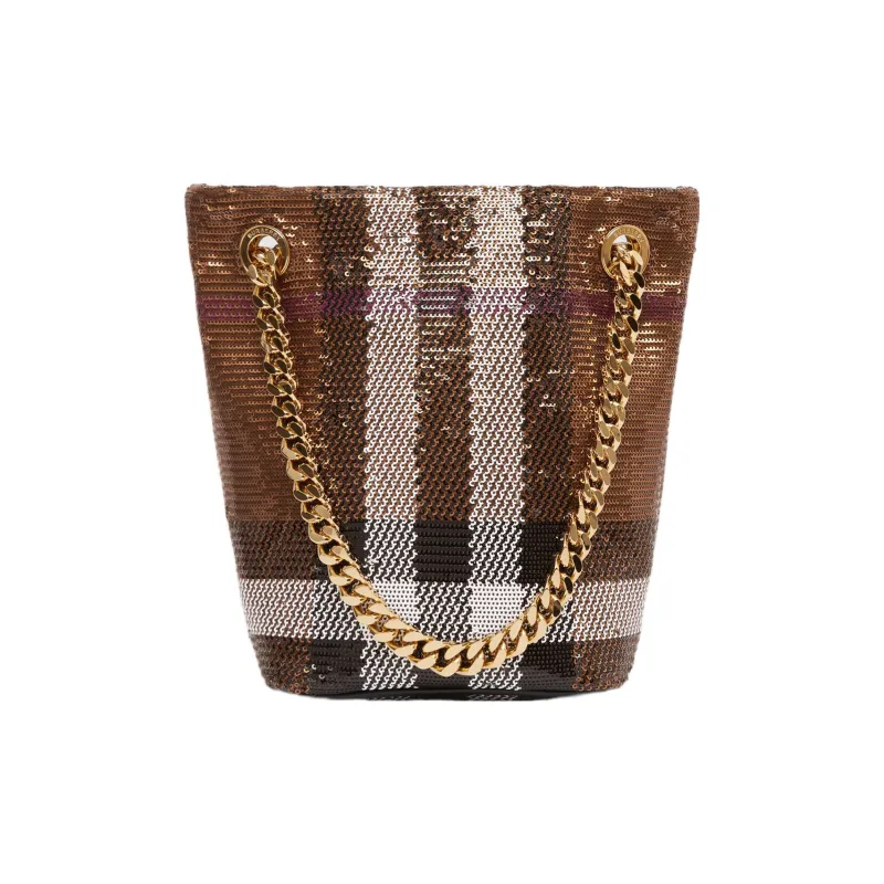 Burberry Lola Sequin Bucket Bag 'Dark Birch Brown'-4