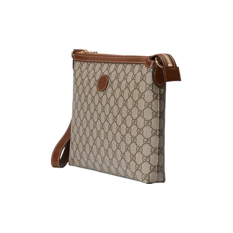 GUCCI Canvas With Leather Crossbody Bag, Shoulder Bag Men's-2