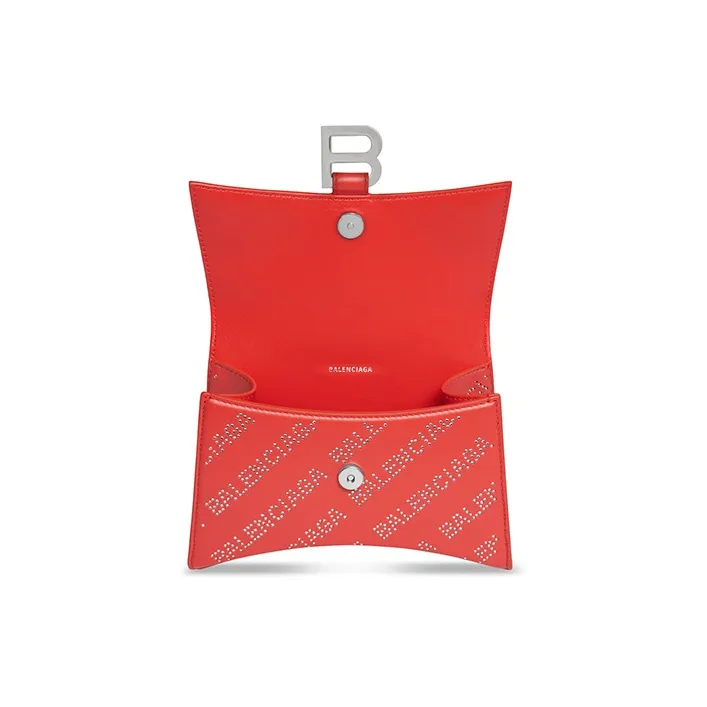 Balenciaga Hourglass Cow Leather Hourglass Bag Shoulder Bag Crossbody Bag Handbag Extra Small Women's Red-5