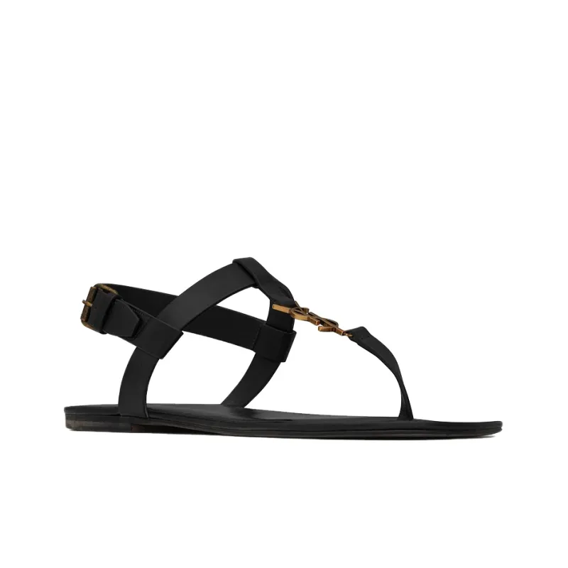 SAINT LAURENT Cassandra Logo Plaque Sandals-1