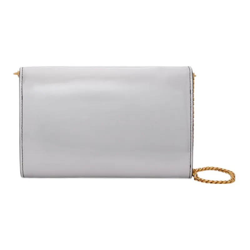 Lanvin Calfskin Chain Wallet Handbag Shoulder Bag Crossbody Bag Women's Silver-1