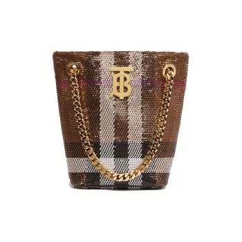 Burberry Lola Sequin Bucket Bag 'Dark Birch Brown'