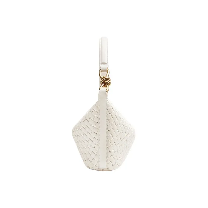 Bottega Veneta KNOT Lambskin Handbag, Shoulder Bag Women's White-1