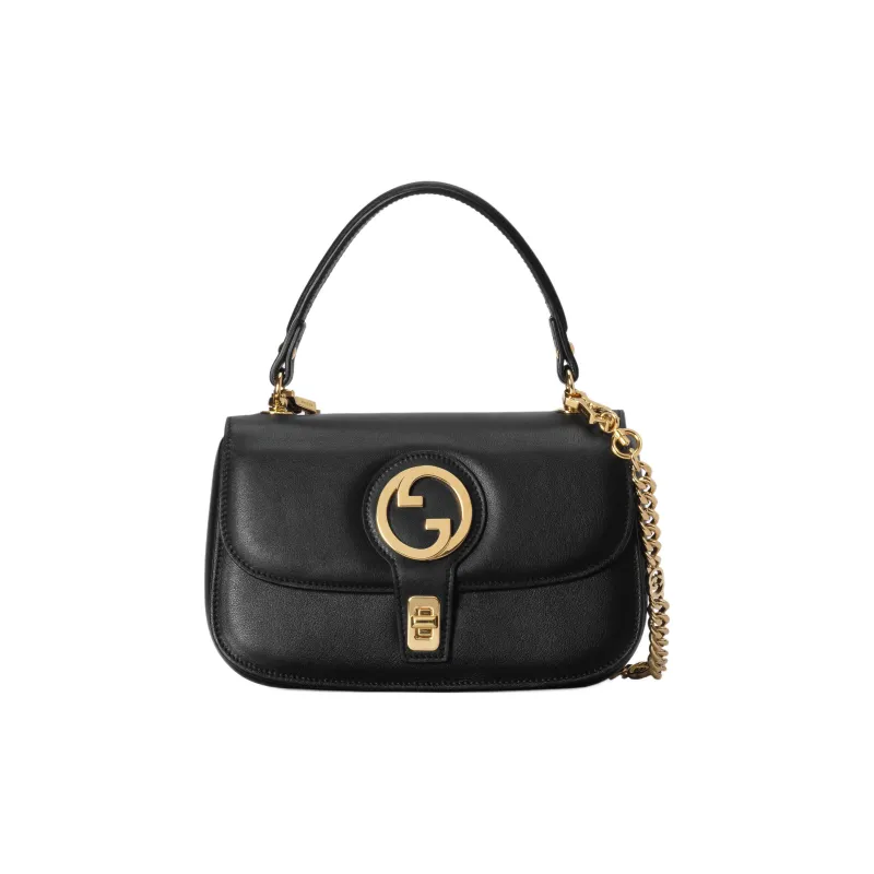 GUCCI Blondie Leather Shoulder Bag, Crossbody Bag, Handbag Trumpets Women's Black-0