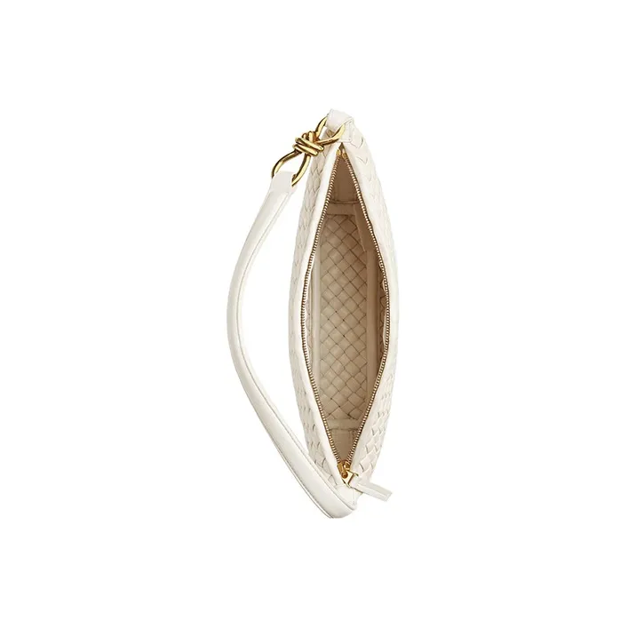 Bottega Veneta KNOT Lambskin Handbag, Shoulder Bag Women's White-3