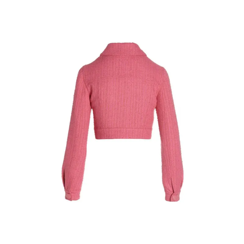 MOSCHINO Tweed Long Sleeved Cropped Jacket-1