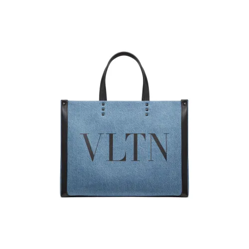 Valentino VLTN Denim Tote Bag, Shopping Bag, Handbag Medium Size Men's Denim Blue/Black