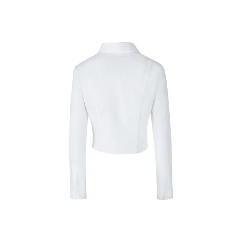 BANANA SHARK Solid Color Shirt Shirt Summer Women's White-1