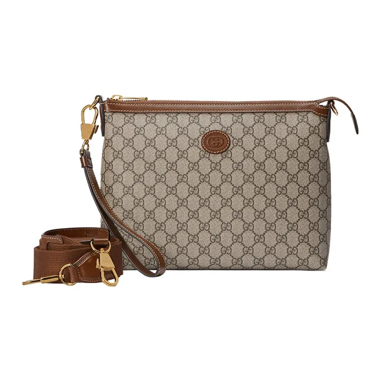 GUCCI Canvas With Leather Crossbody Bag, Shoulder Bag Men's-1