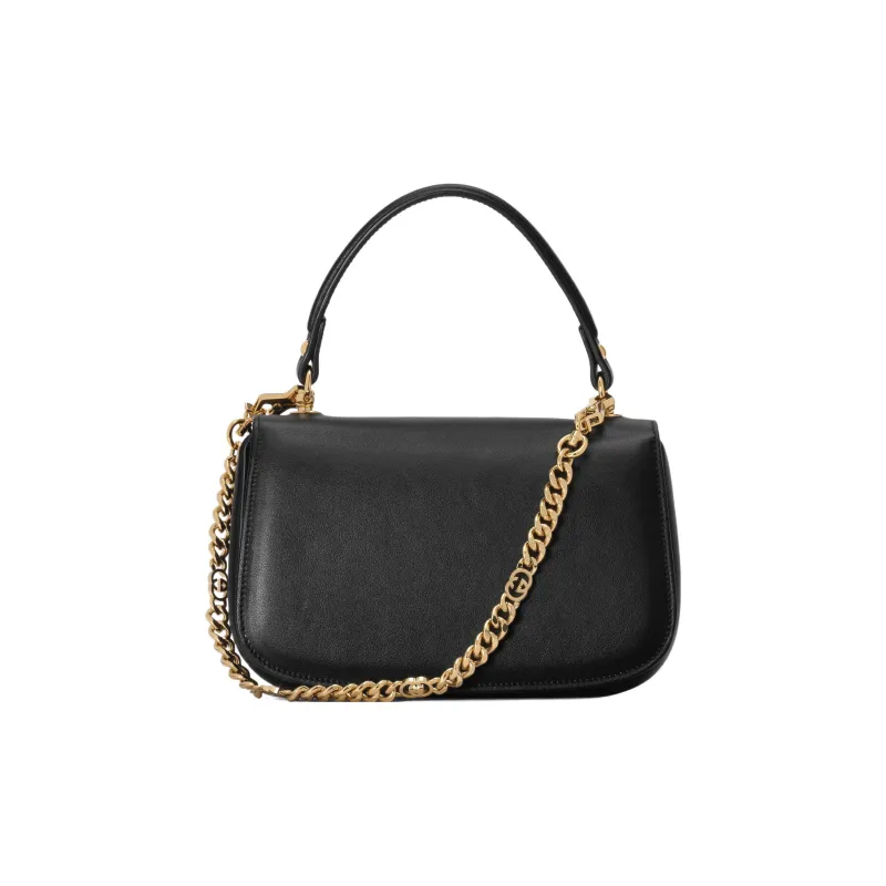 GUCCI Blondie Leather Shoulder Bag, Crossbody Bag, Handbag Trumpets Women's Black-4