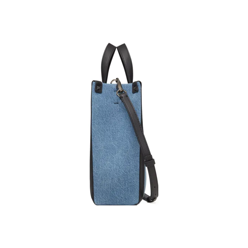 Valentino VLTN Denim Tote Bag, Shopping Bag, Shoulder Bag, Crossbody Bag, Handbag Mini Men's Denim Blue/Black-2