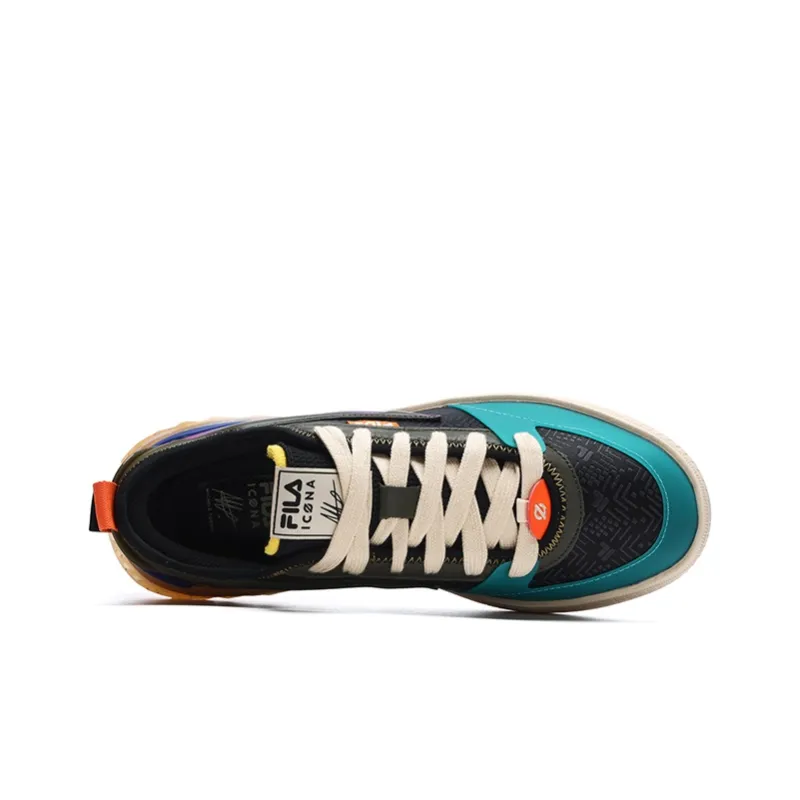 FILA MIX Dragon Scales Wear Resistant Slip Resistant Low Top Skateboard Shoes Men's Duck Aqua Blue-2