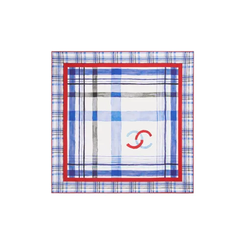 CHANEL Silk Scarves Women's Blue