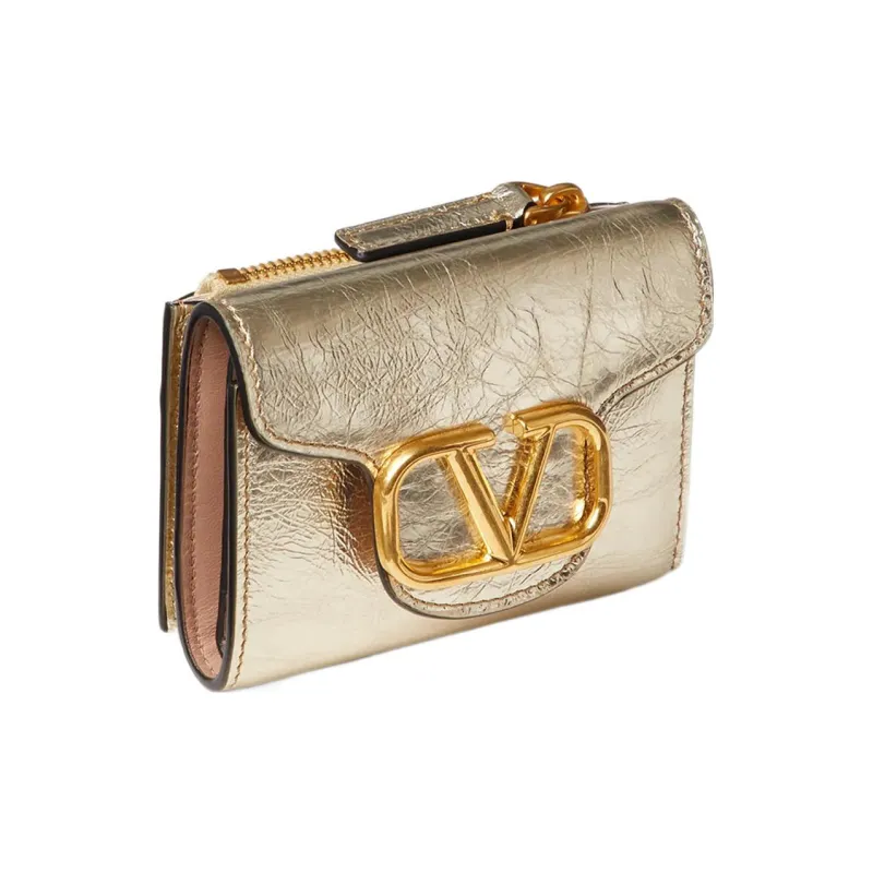Valentino Locò Calfskin Wallet Small Size Women's Gold-3