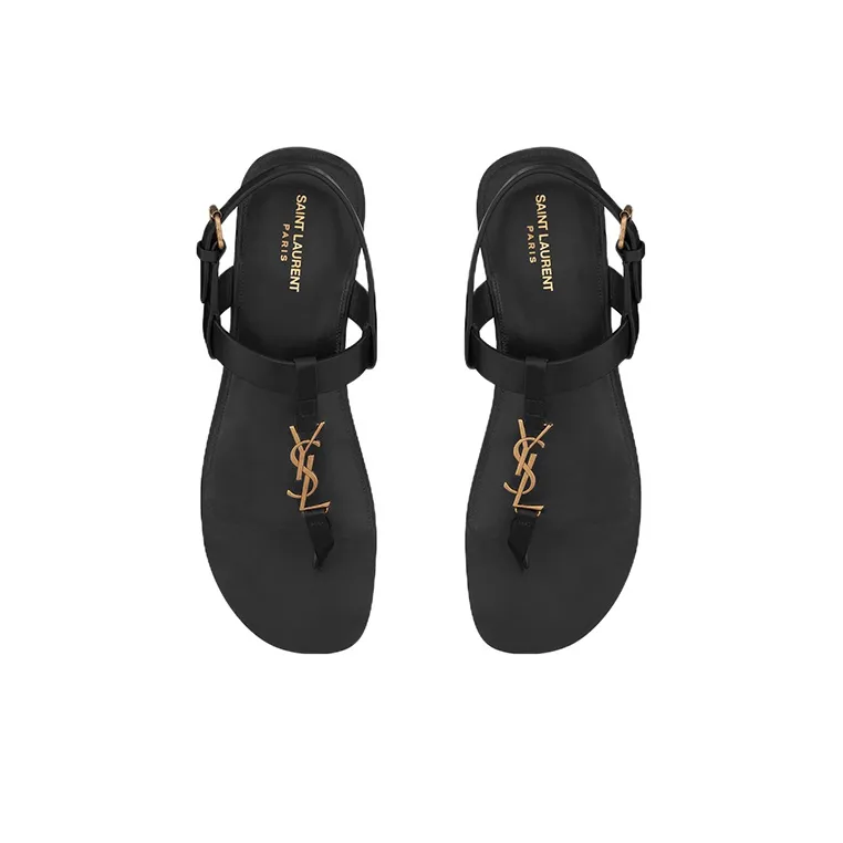 SAINT LAURENT Cassandra Logo Plaque Sandals-4
