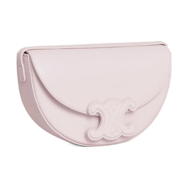 CELINE BesaceTriomphe Smooth Cow Leather Saddle Bag, Crossbody Bag, Shoulder Bag Women's Light Pink-1