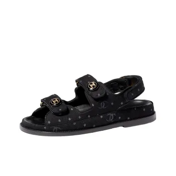 CHANEL Printed Sandal Black Denim