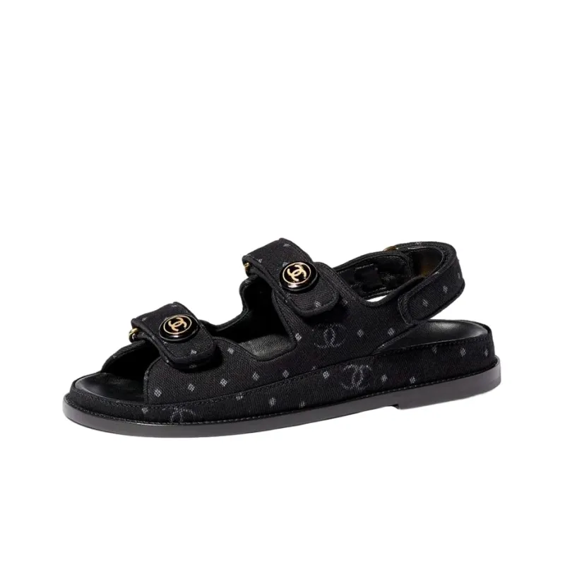 CHANEL Printed Sandal Black Denim Women's-0