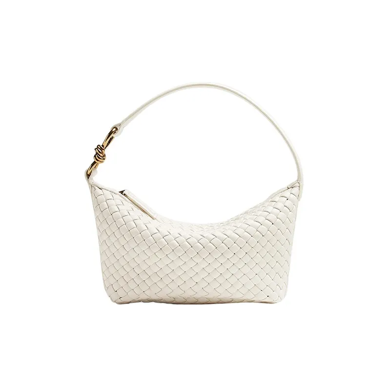 Bottega Veneta KNOT Lambskin Handbag, Shoulder Bag Women's White-0