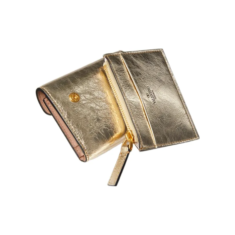 Valentino Locò Calfskin Wallet Small Size Women's Gold-1