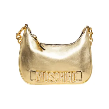 MOSCHINO Leather Handbag Shoulder Bag Women's Gold