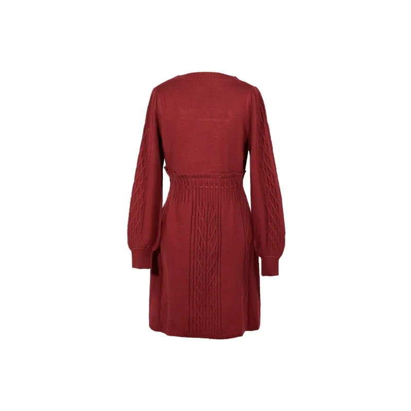 3COLOUR Long-Sleeved Dresses Women's Red-1