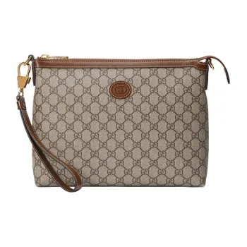 GUCCI Canvas With Leather Crossbody Bag, Shoulder Bag Men's