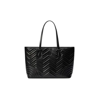 GUCCI GG Marmont Leather Tote Bag Shopping Bag Handbag Large Size Women's Black