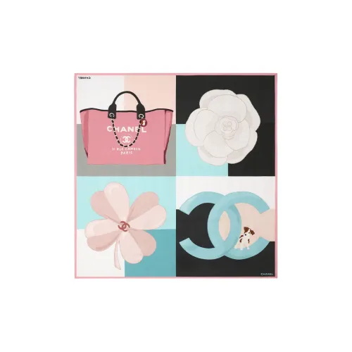 CHANEL Silk Scarves Women's Pink