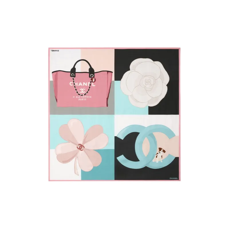 CHANEL Silk Scarves Women's Pink-0