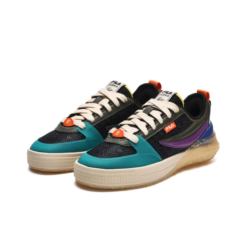 FILA MIX Dragon Scales Wear Resistant Slip Resistant Low Top Skateboard Shoes Men's Duck Aqua Blue-1
