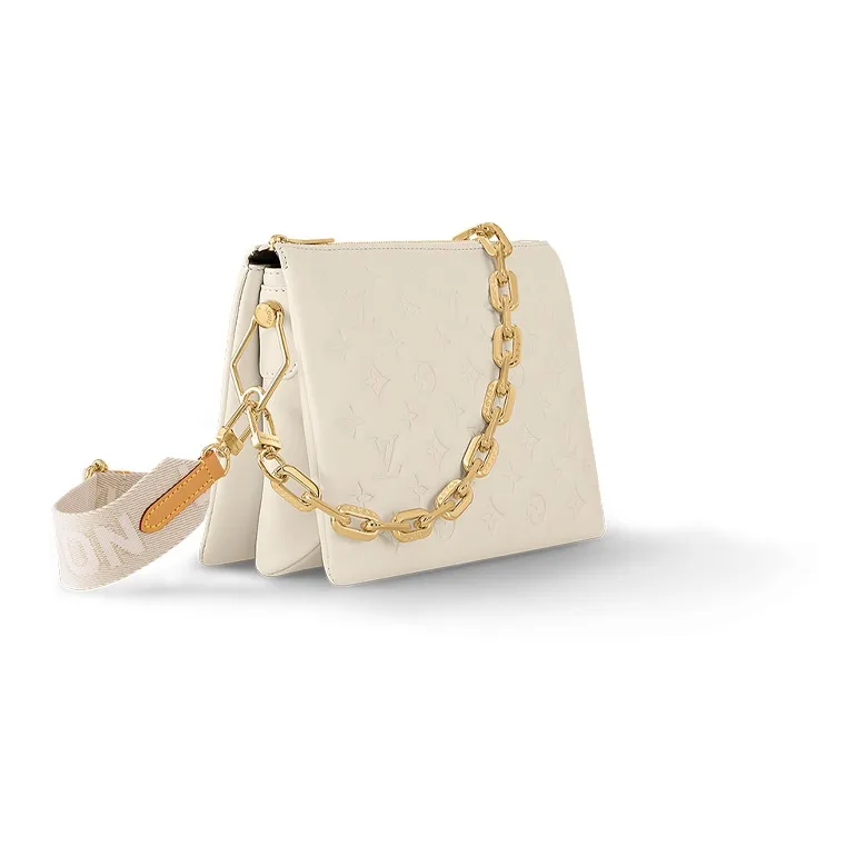 LOUIS VUITTON Coussin Lambskin With Calfskin Crossbody Bag, Shoulder Bag Trumpets Women's White-1