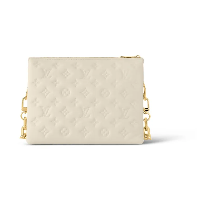 LOUIS VUITTON Coussin Lambskin With Calfskin Crossbody Bag, Shoulder Bag Trumpets Women's White-2