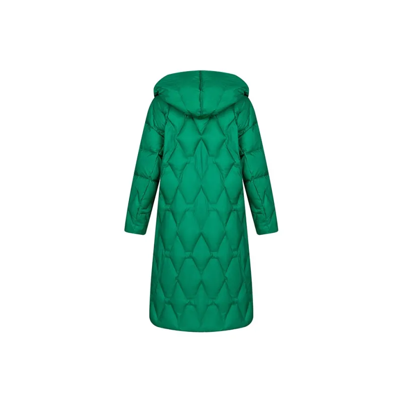 ERAL Solid Color Lapel Loose Fit Long Down Jacket Women's-7