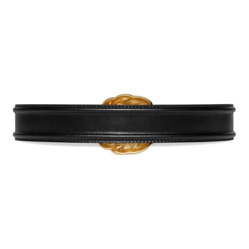 GUCCI Minimalist Fashion Style Versatile Pin Buckle Belt Women's Black Width: 3.5cm-1