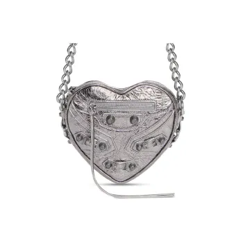 Balenciaga Le Cagole Heart Mini Metallized Bag Silver