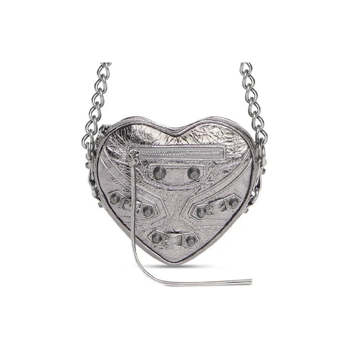 Balenciaga Le Cagole Heart Mini Metallized Bag Silver-0