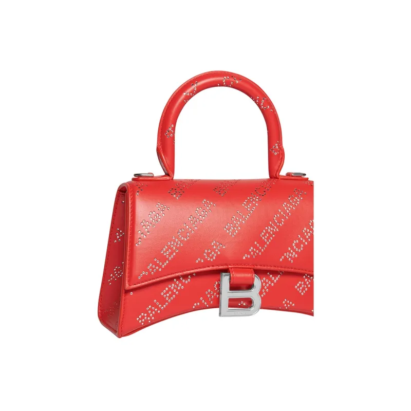 Balenciaga Hourglass Cow Leather Hourglass Bag Shoulder Bag Crossbody Bag Handbag Extra Small Women's Red-7