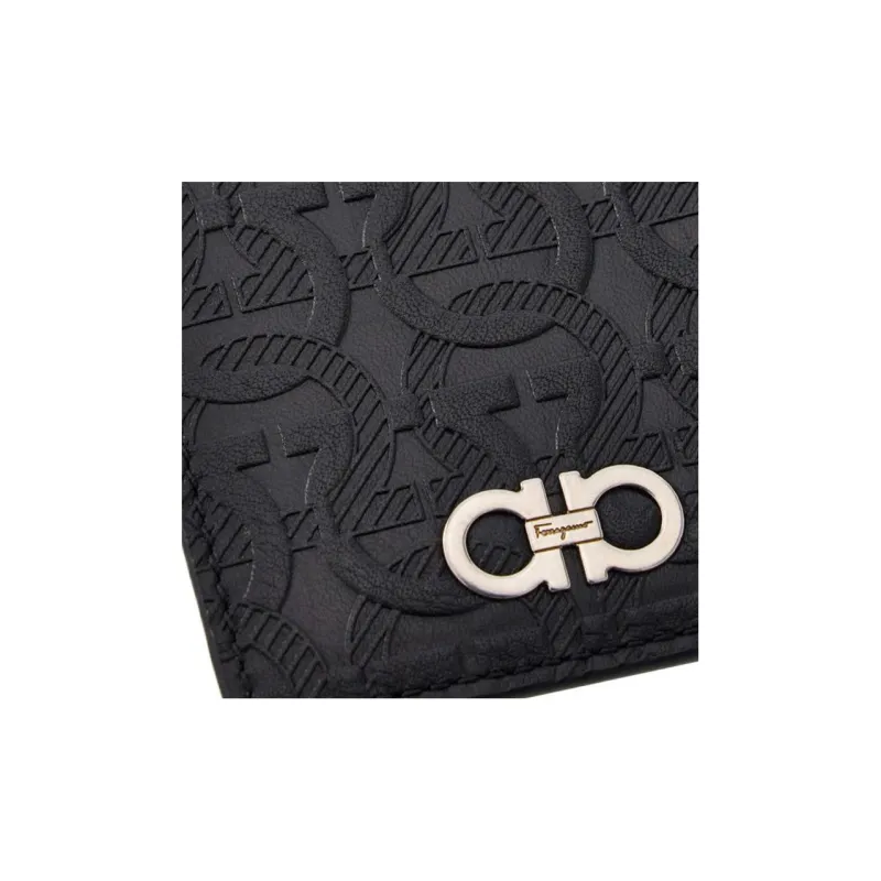 FERRAGAMO Cow Leather Luggage Tag Men's Black-2