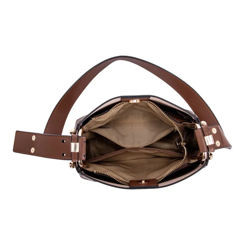 Hush Puppies Cow Leather Bucket Bags Shoulder Bags Women's Coffee-4